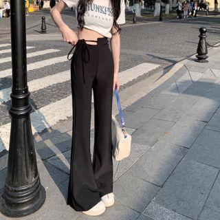 Cutout Drawstring Flared Pants
