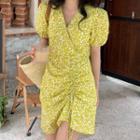 Floral Short-sleeve Dress Yellow - One Size