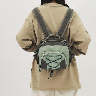 Drawstring Nylon Backpack Gray - One Size