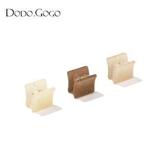 Square Acrylic Hair Clamp 3 Pcs - Brown & Camel & Beige - One Size