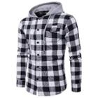 Gingham Hooded Button Jacket