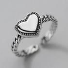 Heart Sterling Silver Open Ring 1pc - Silver - One Size