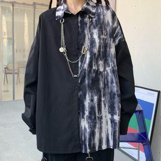 Tie-dyed Panel Chained Shirt