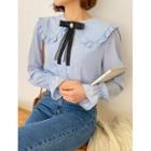 Frilled-collar Blouse With Brooch