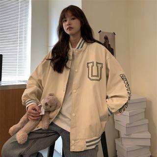 Letter Embroidered Checkered Jacket
