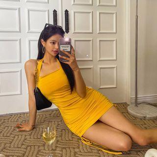 Halter Drawstring Bodycon Minidress