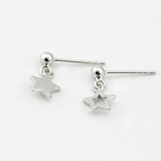 925 Sterling Silver Star Dangle Earring 925 Silver - Silver - One Size