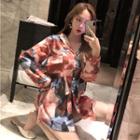 Printed Oversize Long-sleeve Shirt As Shown In Figure - One Size