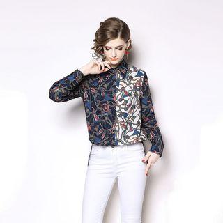 Printed Hidden Placket Shirt