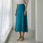 Tie-waist Slit-side Maxi Flare Skirt