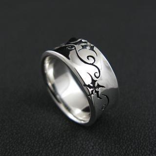 Hand Made Star Engraved Sterling Silver Ring