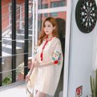 Balloon-sleeve Floral Embroidered Dress