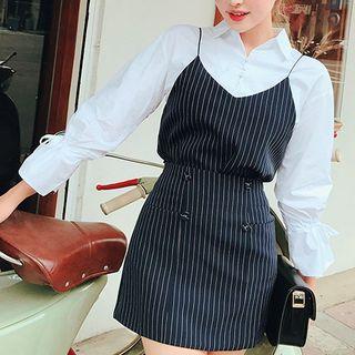 Set: Shirt + Sleeveless Striped Top + Skirt