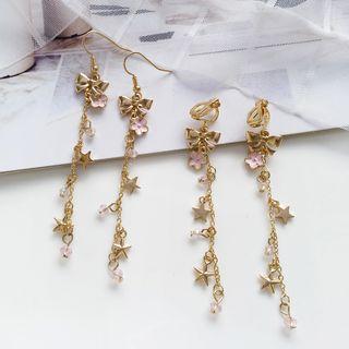 Faux Pearl Cherry Blossom Drop Earring / Clip-on Earring