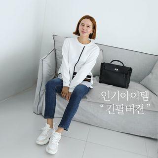 Shirt-hem Contrast-trim Pullover