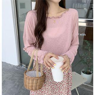 Frilled Trim Long-sleeve Cropped Top