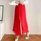 Wrap-front Chiffon Wide-leg Pants
