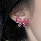 Bow Resin Earring 1 Pair - 1974a - Pink - One Size