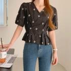 Floral Embroidered A-line Blouse