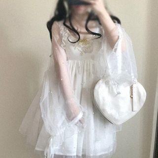 Mesh Bell Sleeve Thin Coat White - One Size