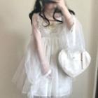 Mesh Bell Sleeve Thin Coat White - One Size