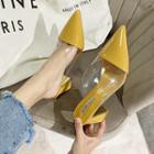 Patent Pointy-toe Chunky-heel Mules