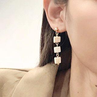 Square Shell Dangle Earring 1 Pair - Al2656 - Three Squares - Gold - One Size