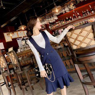 Set : Long-sleeve Top + Sleeveless Mermaid Dress