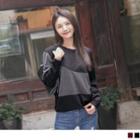 Color Blocl Batwing Sleeve Top