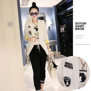 Appliqu  Double-breasted Blazer