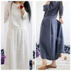 Plain 3/4-sleeve A-line Maxi Dress