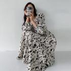Puff-sleeve Leopard Dress With Sash