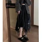 Irregular Lace Midi Skirt Black - One Size