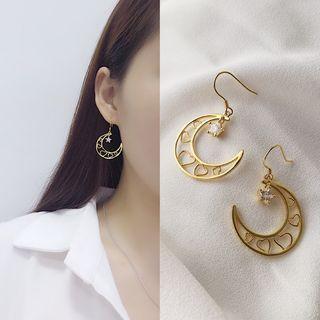 925 Sterling Silver Moon Earring E078 - Moon Earring - One Size