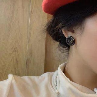 Bow Stud Earring 1 Pair - Gold Bow - Black - One Size