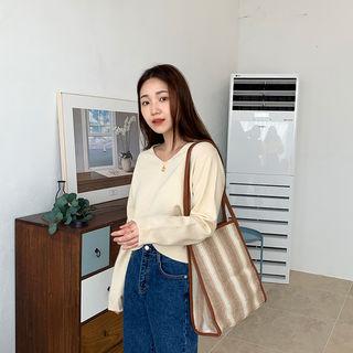 Piped Patterned Shopper Bag