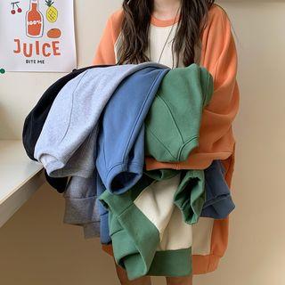 Long-sleeve Oversize Color Panel Sweatshirt