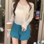 Long-sleeve Button Knit Top / Shorts