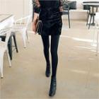 Zip-back Velvet A-line Miniskirt