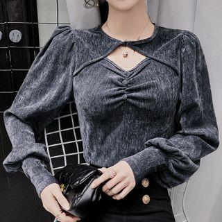 Cutout Corduroy Blouse