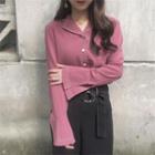 Contrast Stitching Long-sleeve Blouse