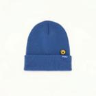 [r:lol] Letter-tag Beanie With Embroidered Brooch Blue - One Size