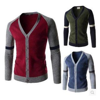 Colour Block V-neck Cardigan
