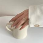 Leaf Faux Pearl Alloy Open Ring Gold - One Size