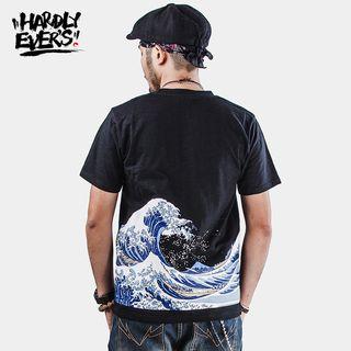 Wave Print Short-sleeve T-shirt