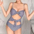 Gingham Open Front Swimsuit
