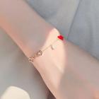 Alloy Heart Bracelet Love Heart - Red - One Size