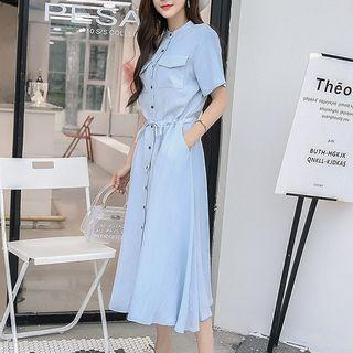 Drawstring Midi Shirt Dress