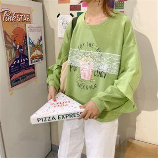 Lace-trim Printed Sweatshirt