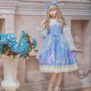 Bow Headband / Printed Spaghetti Strap A-line Dress